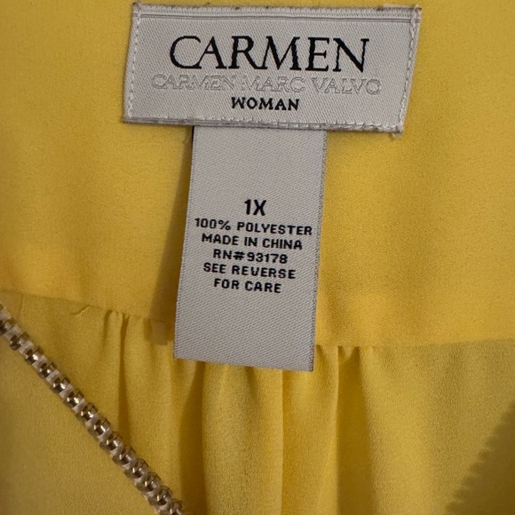 Carmen Marc Valvo Sunny Yellow Zip Blouse - Picture 3 of 4